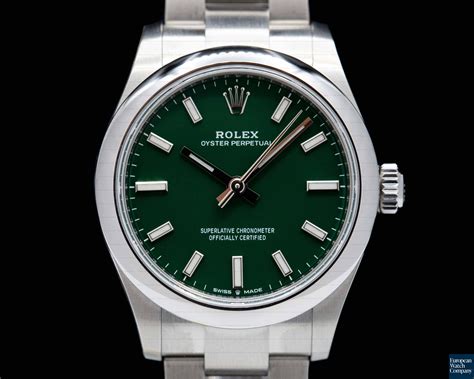 rolex oyster perpetual green dial 31mm|Rolex Oyster Perpetual green price.